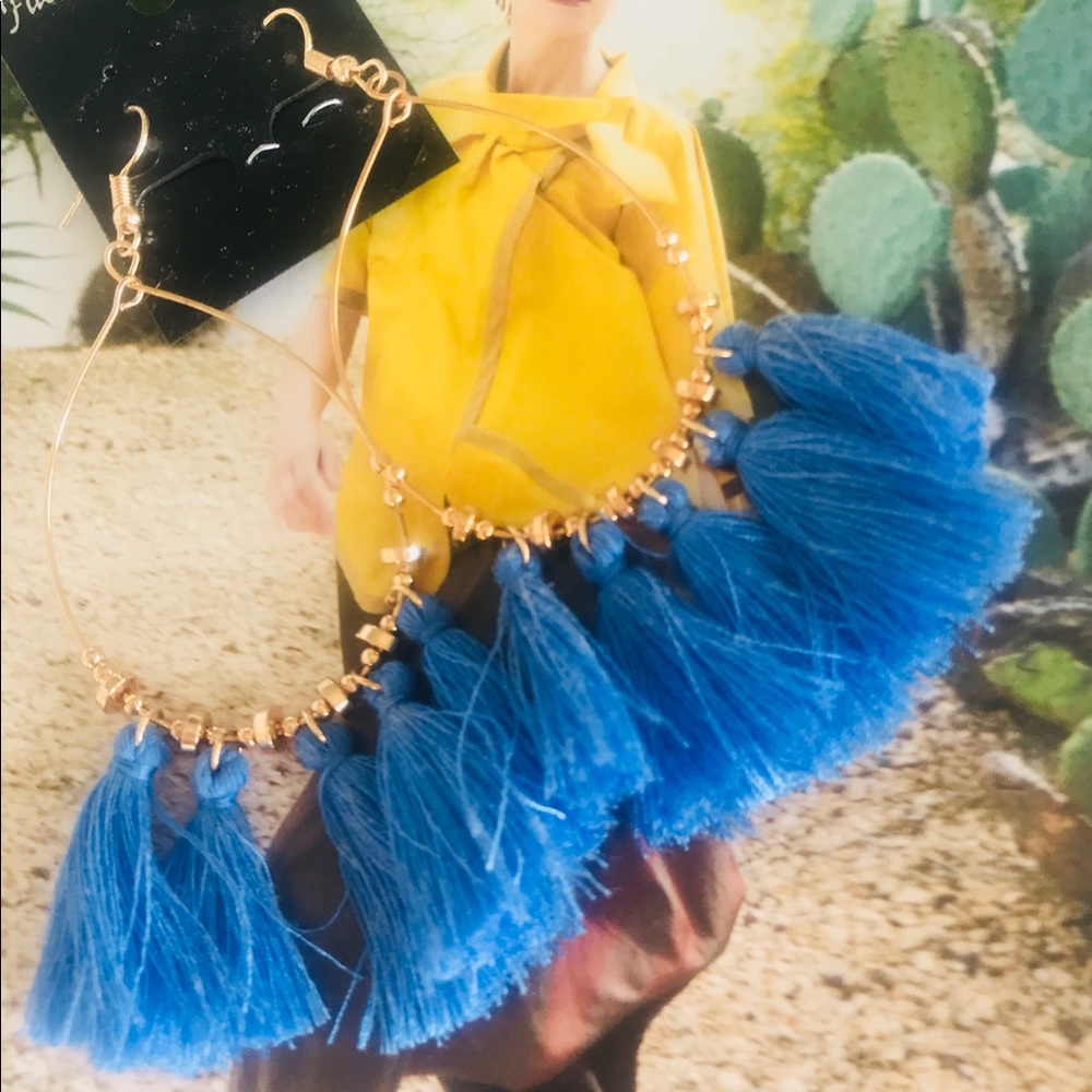 🏖Blue Boho Tassel Earrings🍉 Summer Savings